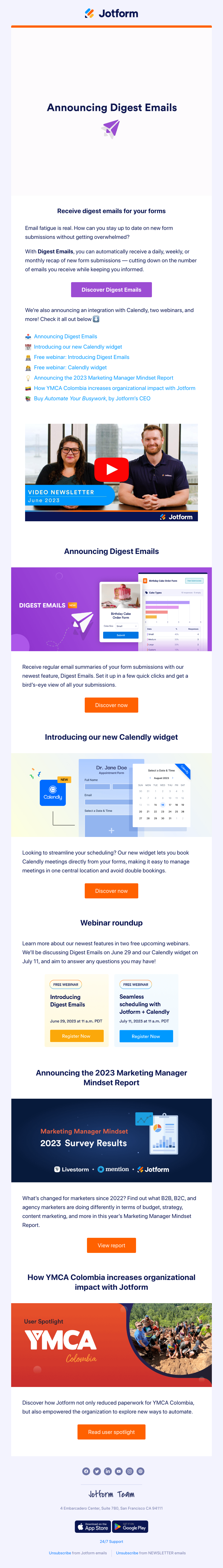 Jotform - Announcing Form Digest Emails and New Calendly Widget