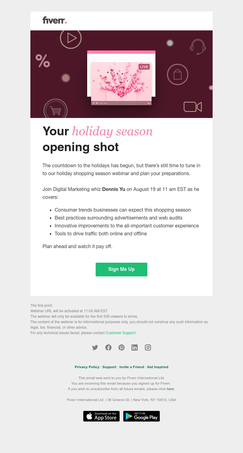 Fiverr - Webinar Reminder: 2021 e-commerce trends to help you prep for the holidays