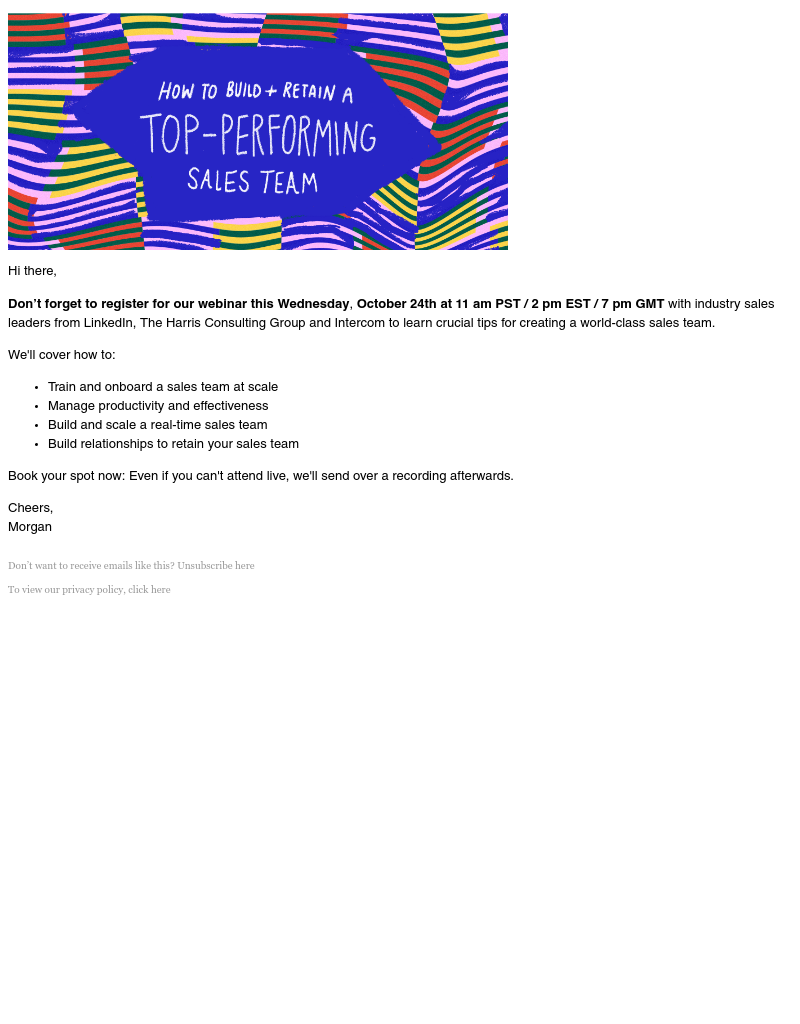 Intercom - Join our webinar this Wednesday: how to build and retain a top-performing sales team