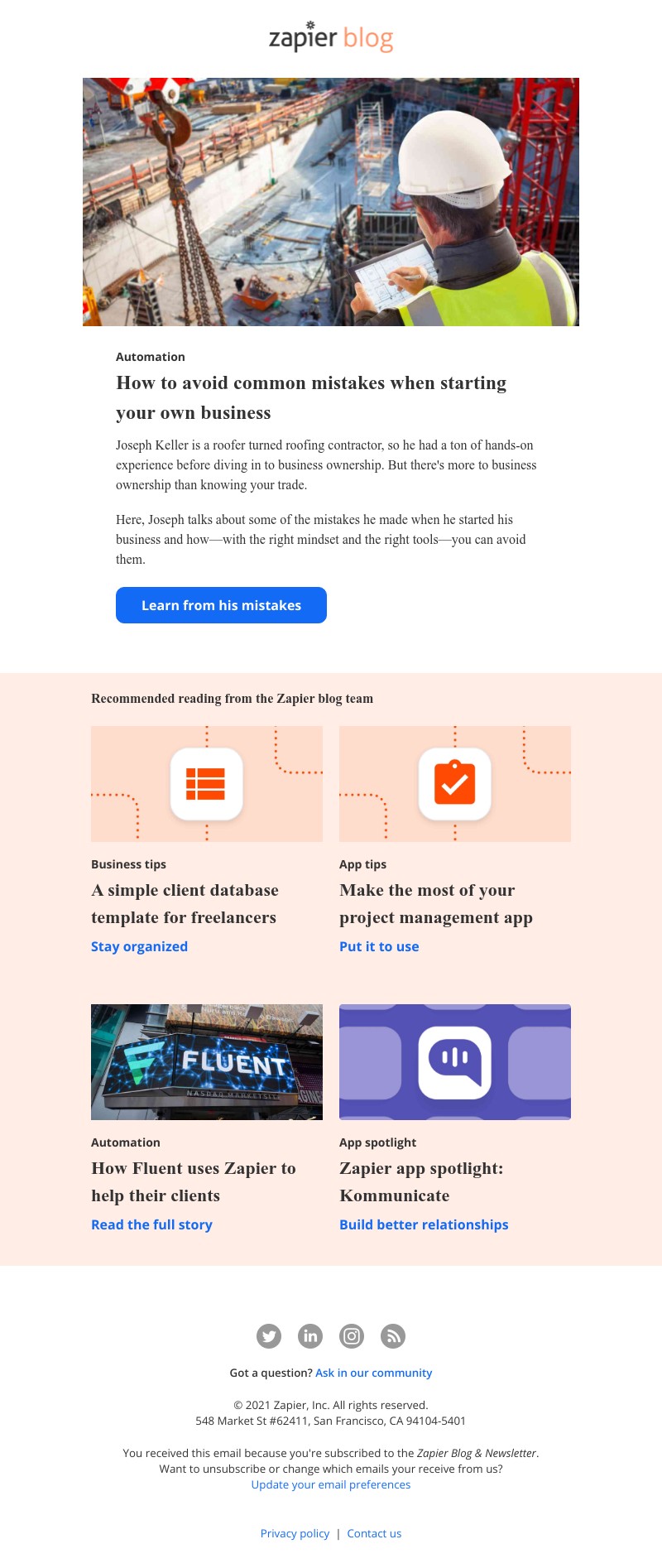 Zapier - Avoid these mistakes when starting a business
