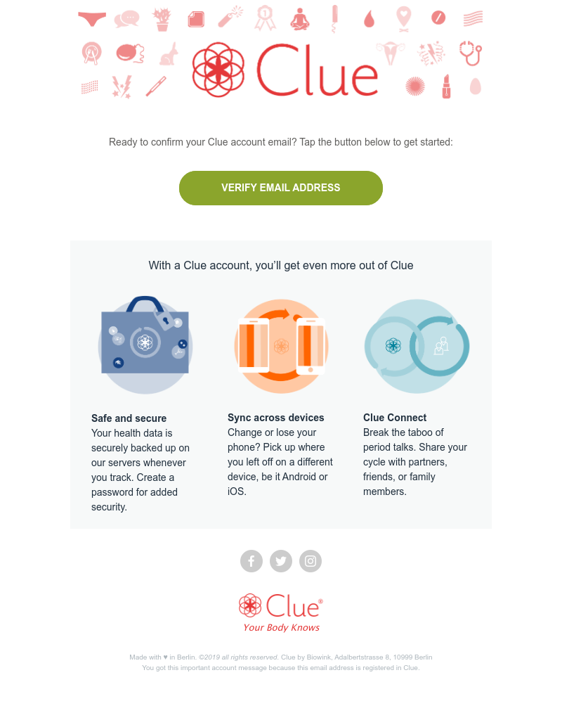  - Open this email to verify your Clue account 🔴