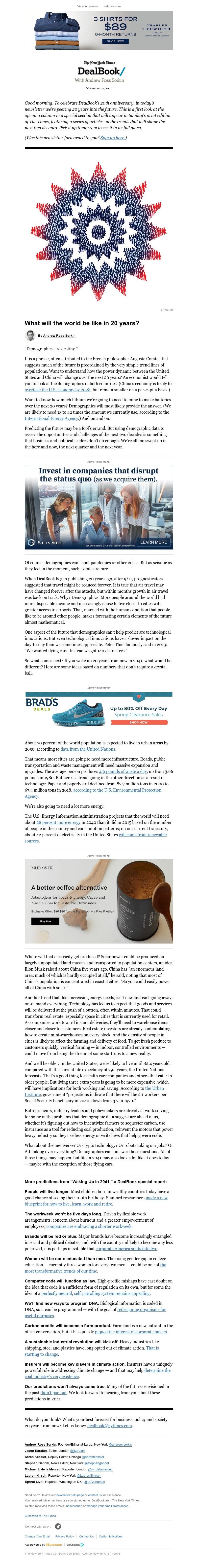 The New York Times - DealBook: Waking up in 2041