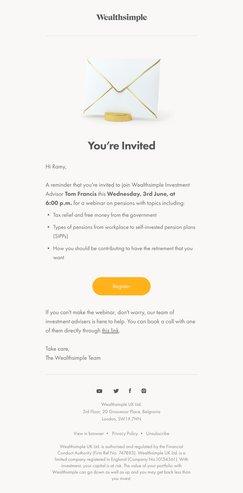 Wealthsimple - Reminder: Pensions Webinar