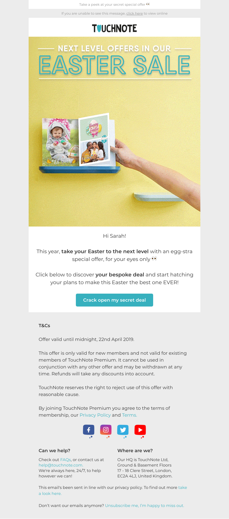 TouchNote - Sarah, your egg-citing deals are here! 🐣