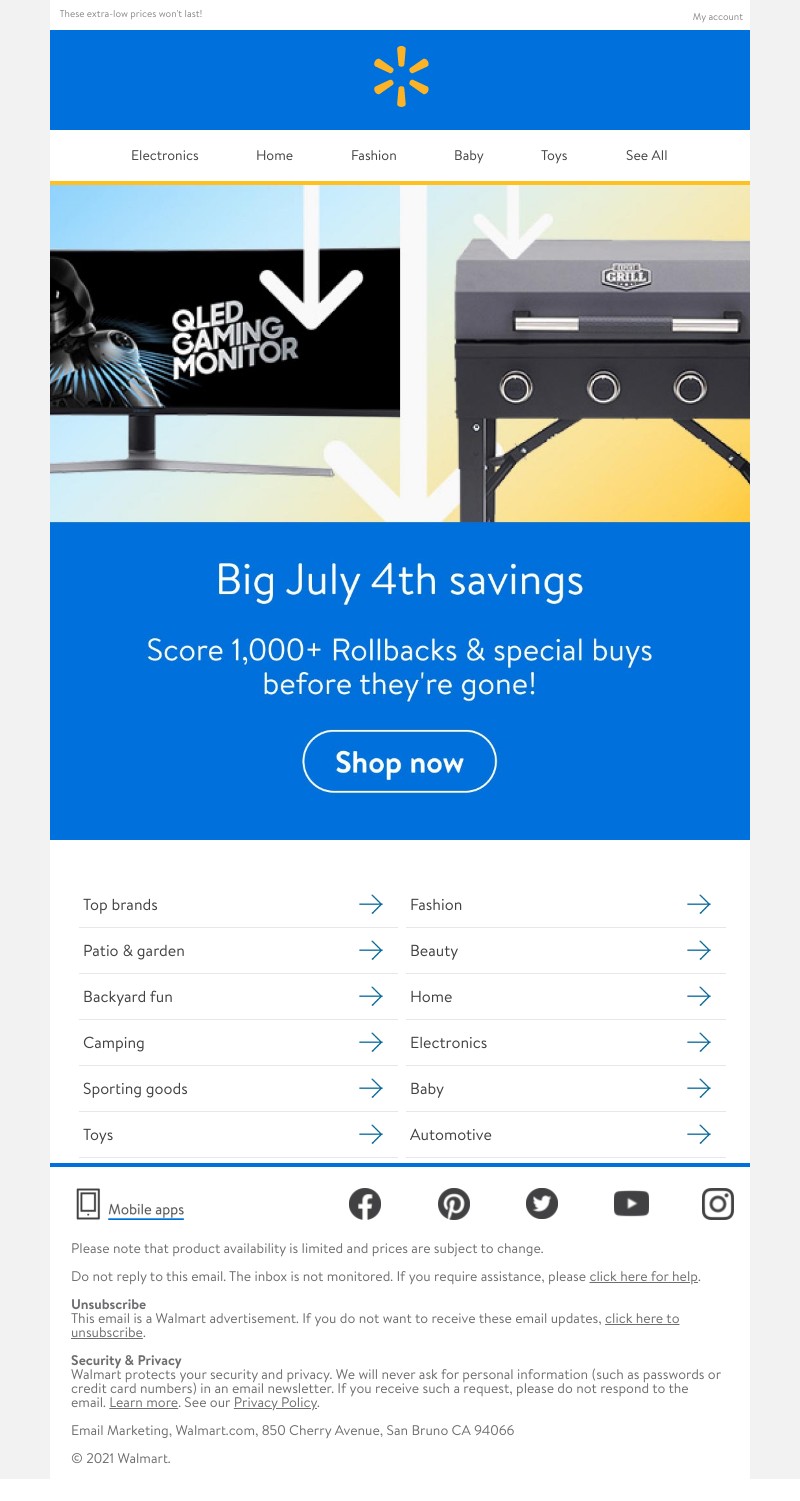 Walmart - Last chance: July 4th SAVINGS 🚨