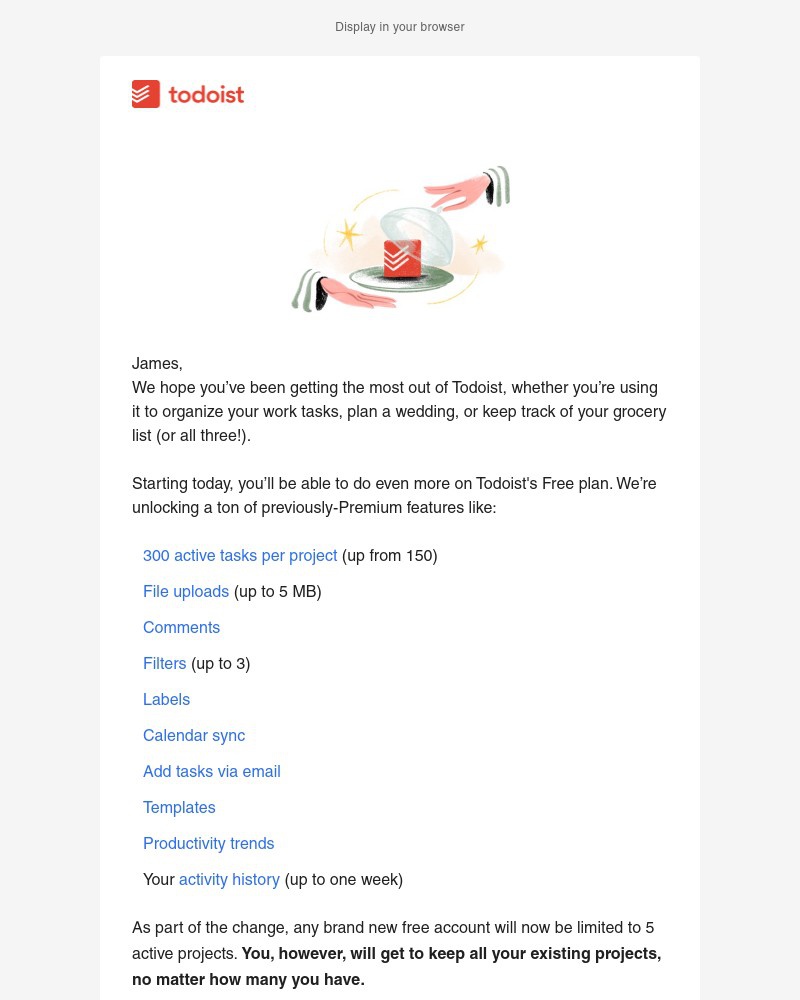 Todoist - 🚩 Changes to your Todoist plan