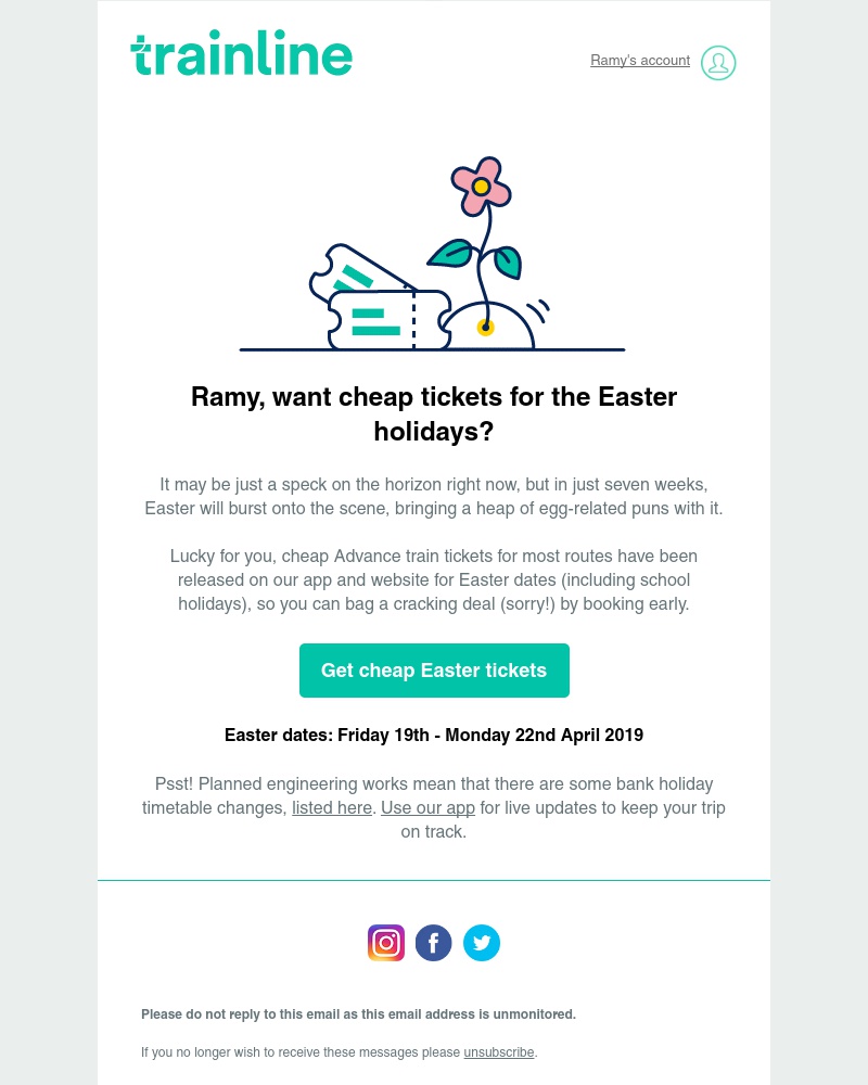 Trainline - Cheap Easter train tickets have been released