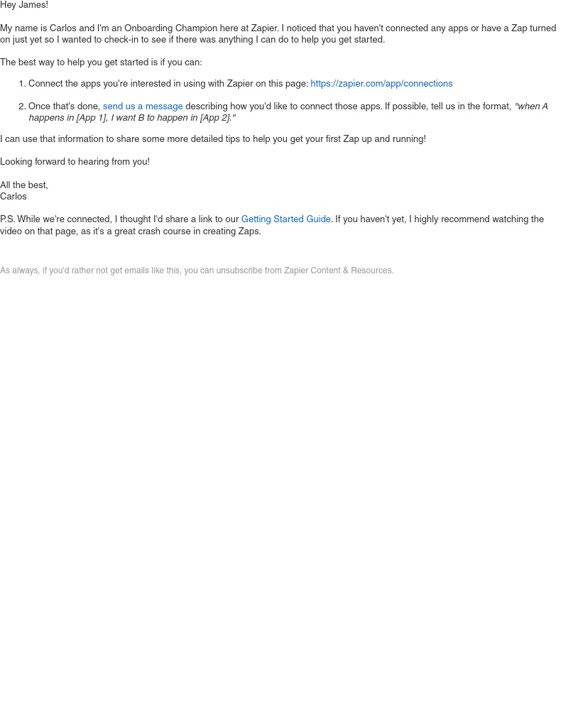 Zapier - Checking in to see if you need help