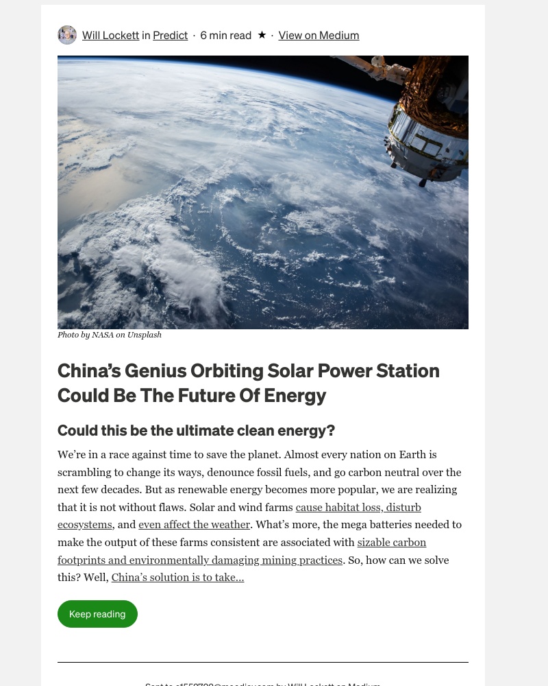 Medium - China’s Genius Orbiting Solar Power Station Could Be The Future Of Energy