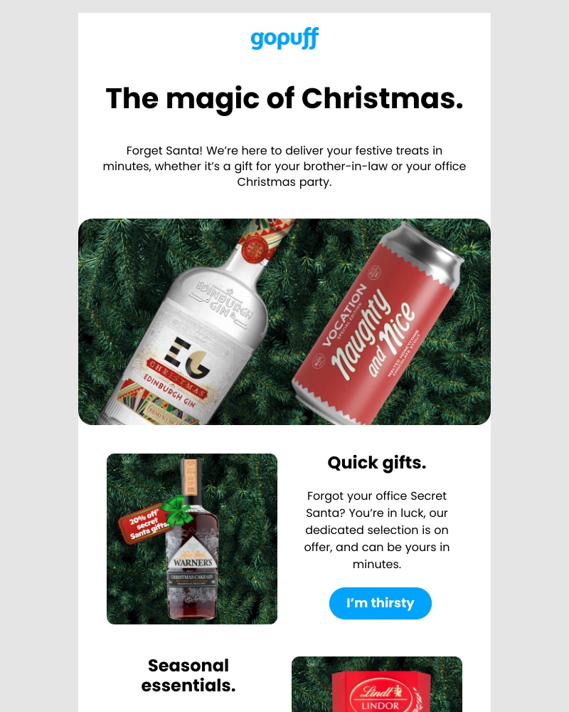 Gopuff - Christmas cheer delivered faster than Santa! 🎄