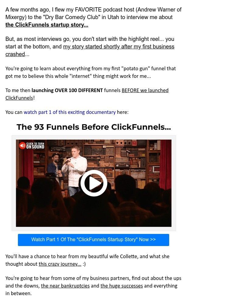 ClickFunnels - ClickFunnels startup story "THE CRASH" (Part 1 of 4)