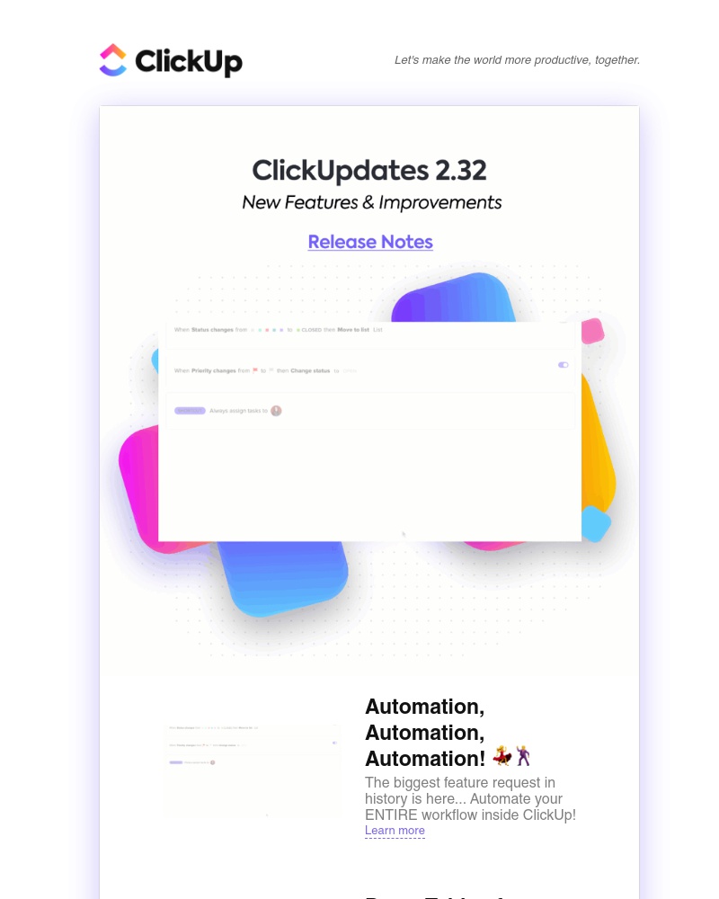 ClickUp - ClickUpdates 2.32 🤖AUTOMATIONS 🤖, Doc Table of Contents, Custom SAML, and more!