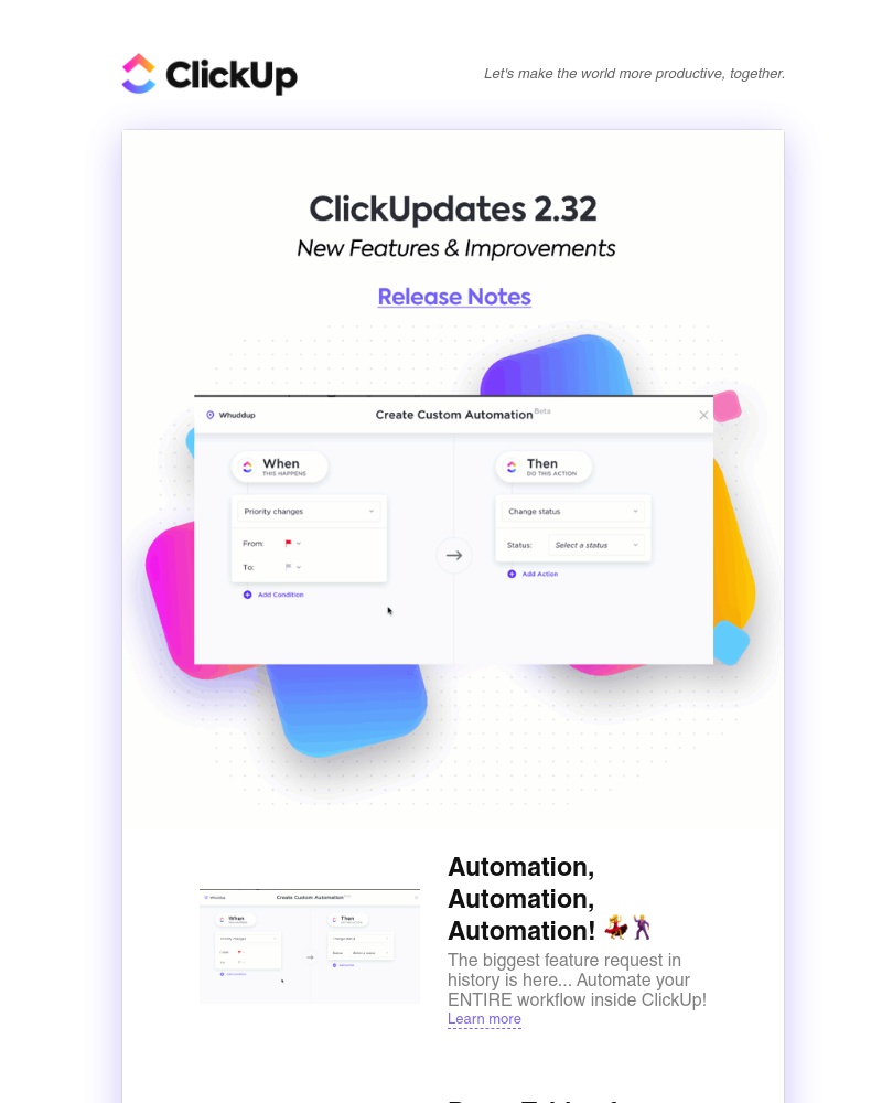 ClickUp - ClickUpdates 2.32 🤖AUTOMATIONS 🤖, Doc Table of Contents, Custom SAML, and more!