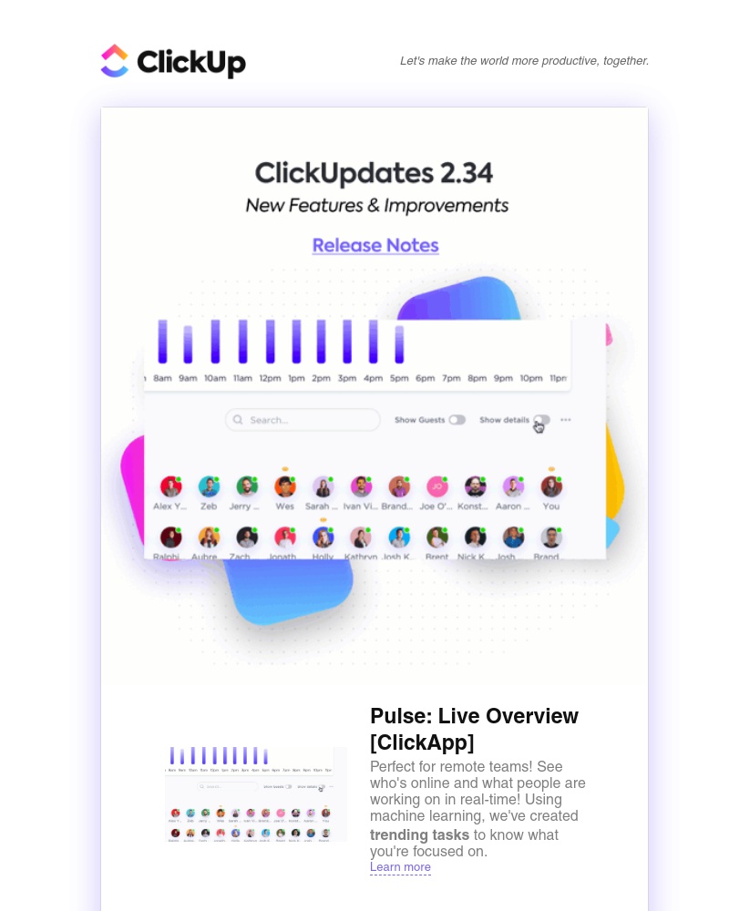 ClickUp - ClickUpdates 2.34 💜 Pulse: Live help for remote teams & more!