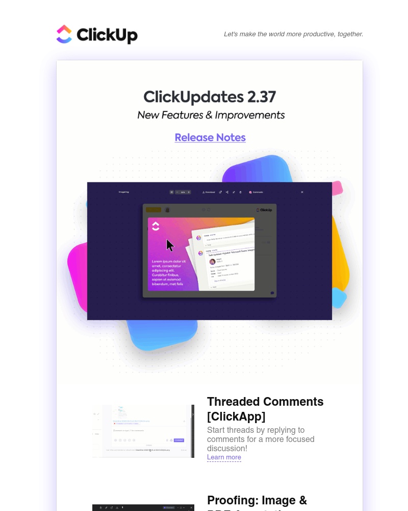 ClickUp - ClickUpdates 2.37 💬 Threaded Comments, Proofing, LineUp™, Task Search...