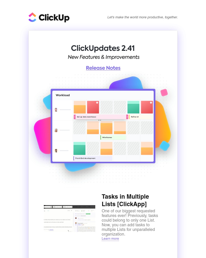 ClickUp - ClickUpdates 2.41 🚀 Tasks in Multiple Lists, Timeline, Workload, Time Tracking, & more!