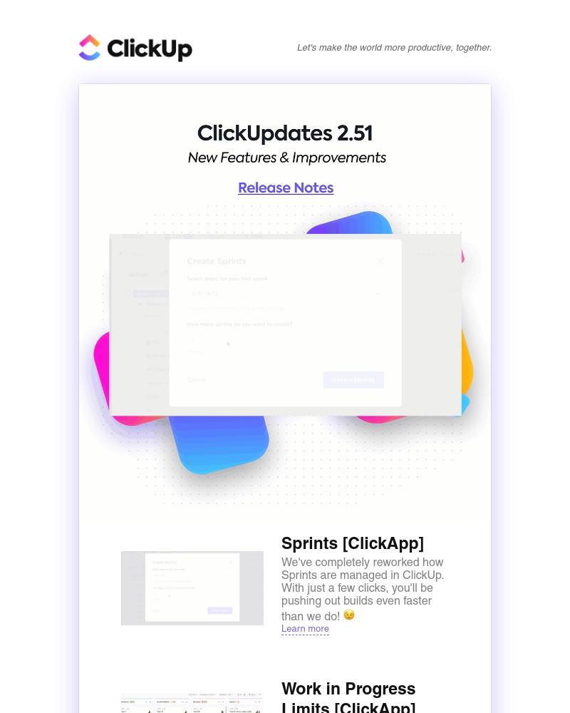 ClickUp - ClickUpdates 2.51 🏃‍♀️ Sprints, Work in Progress Limits, Miro Integration, and more! 