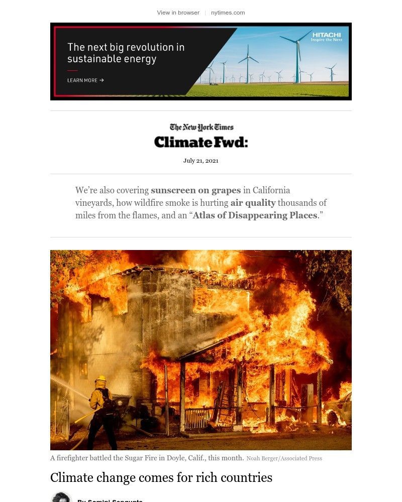 The New York Times - Climate Fwd: Climate change comes for rich countries