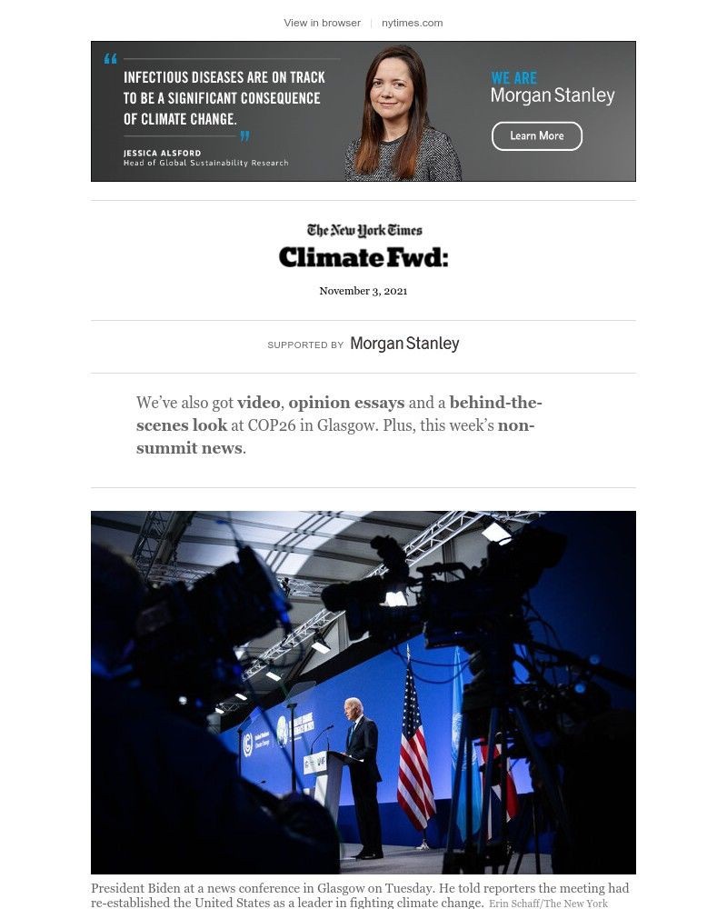 The New York Times - Climate Fwd: Hints of progress at COP26