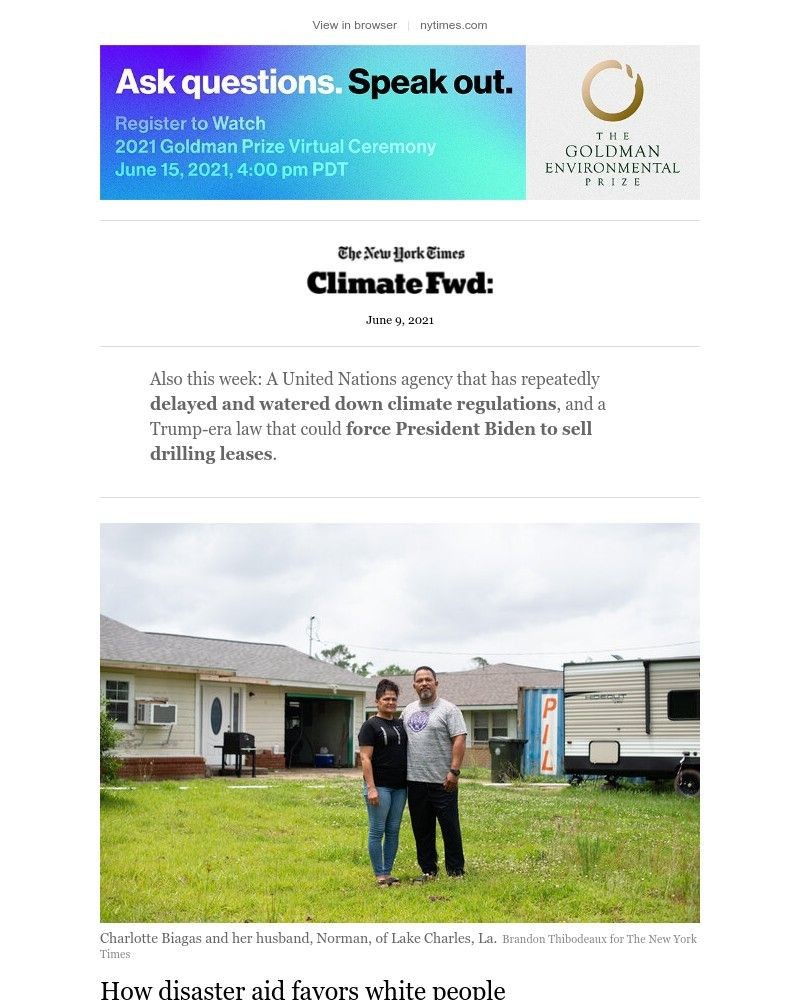 The New York Times - Climate Fwd: How Disaster Aid Favors White People