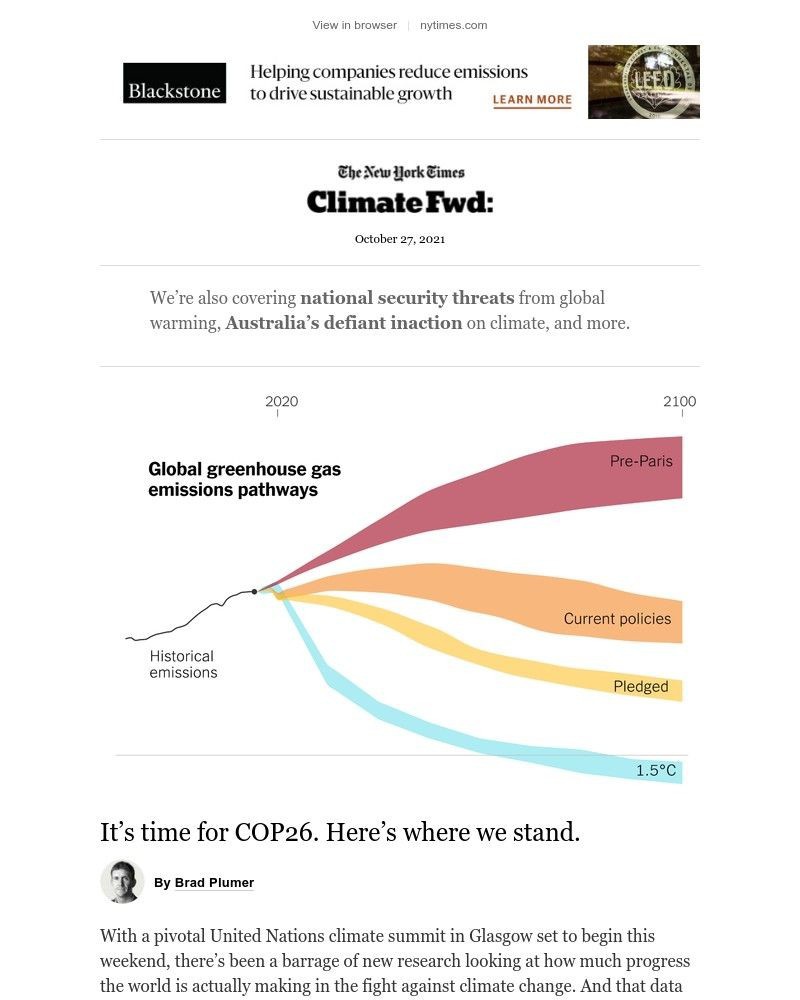 The New York Times - Climate Fwd: It’s time for COP26. Here’s where we stand.