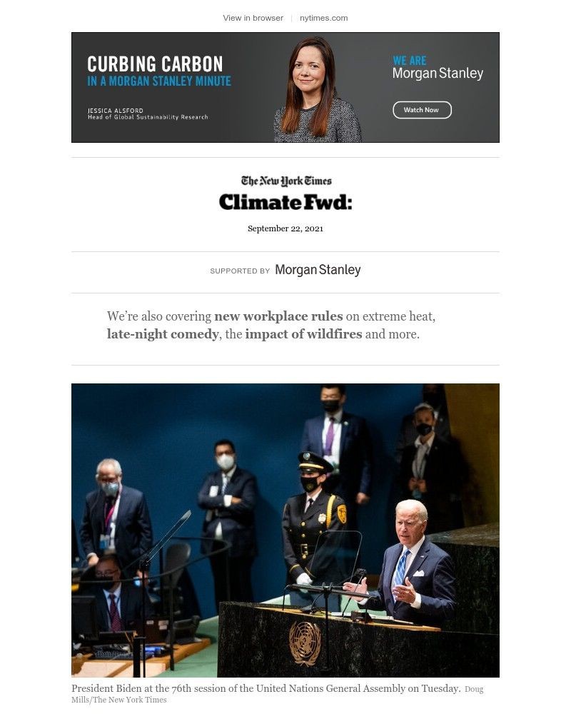 The New York Times - Climate Fwd: New climate pledges at the U.N.