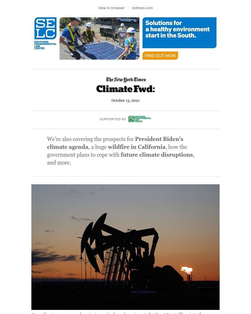 The New York Times - Climate Fwd: The firms that help keep oil flowing