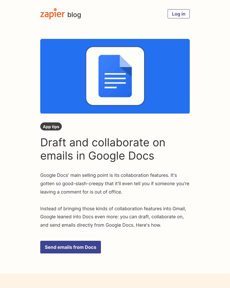 Zapier - Collaborate on emails in Google Docs