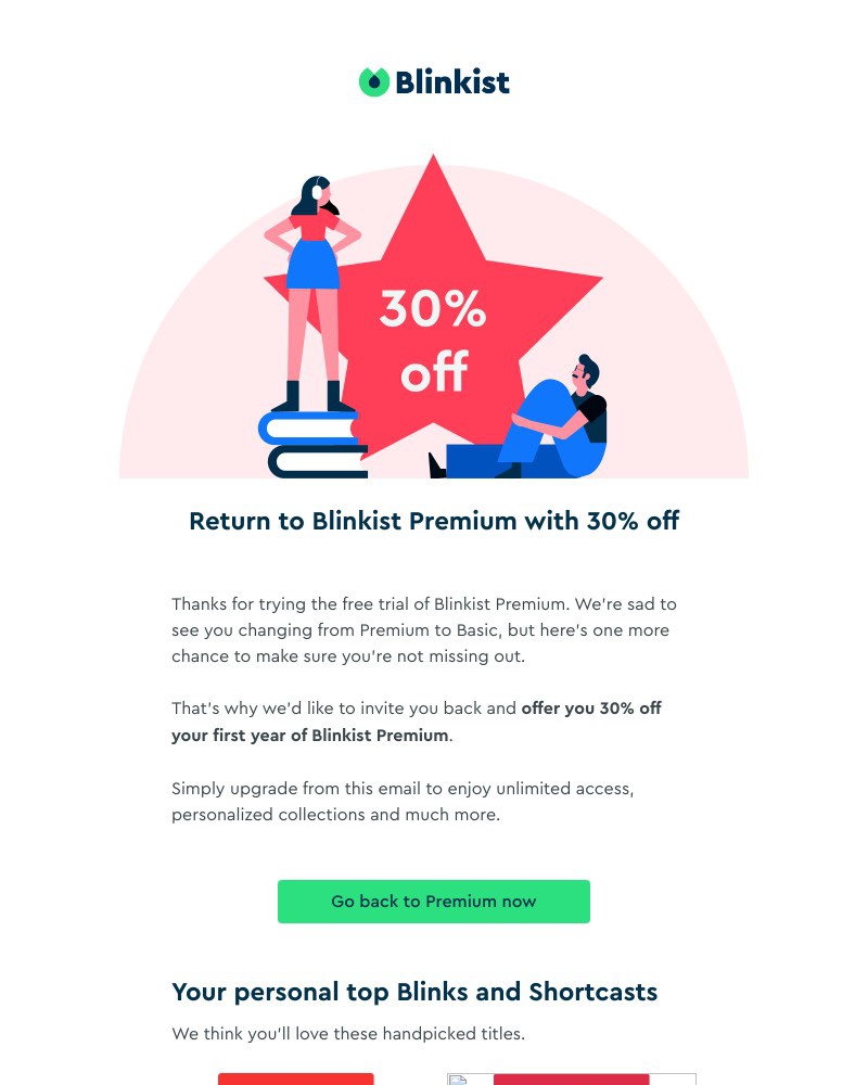 Blinkist - Come back and discover Blinkist with 30% off