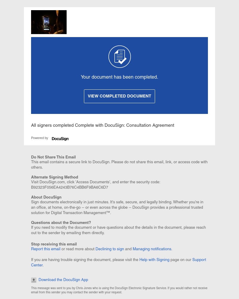 - Completed: Complete with DocuSign: Consultation Agreement