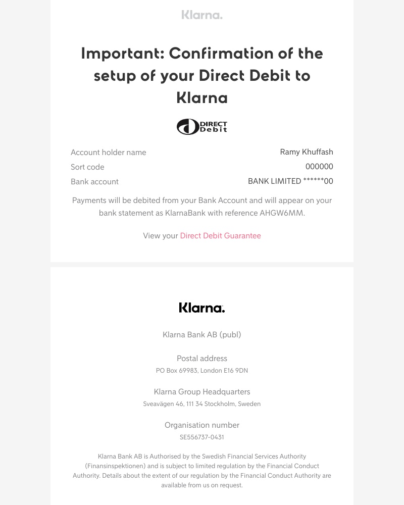 Adding payment details on Klarna video screenshot