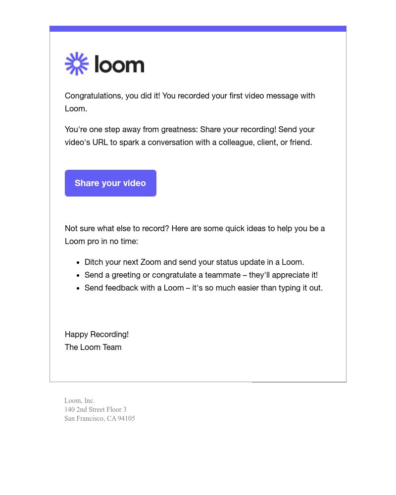 Accepting an invite on Loom video screenshot