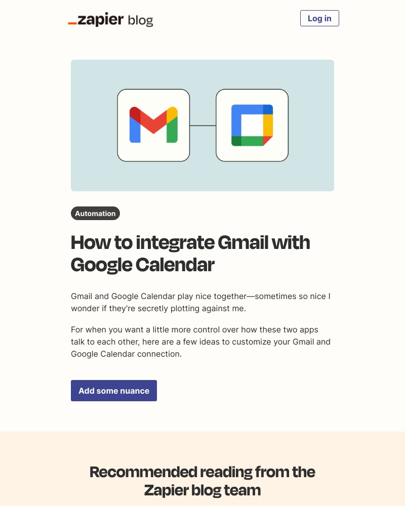 Zapier - Connect Gmail and Google Calendar