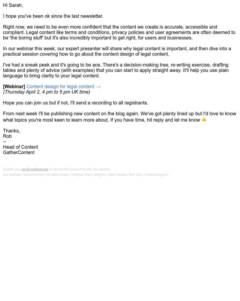 GatherContent - Content design tips for your legal content
