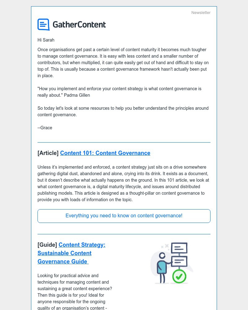 GatherContent - Content governance 101 📑 Guide to sustaining good content 🏁 Get started - 4 steps