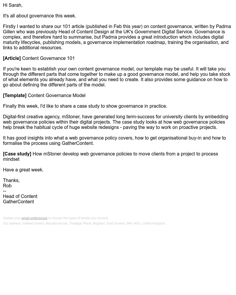 GatherContent - Content Governance: getting started, a template and a case study