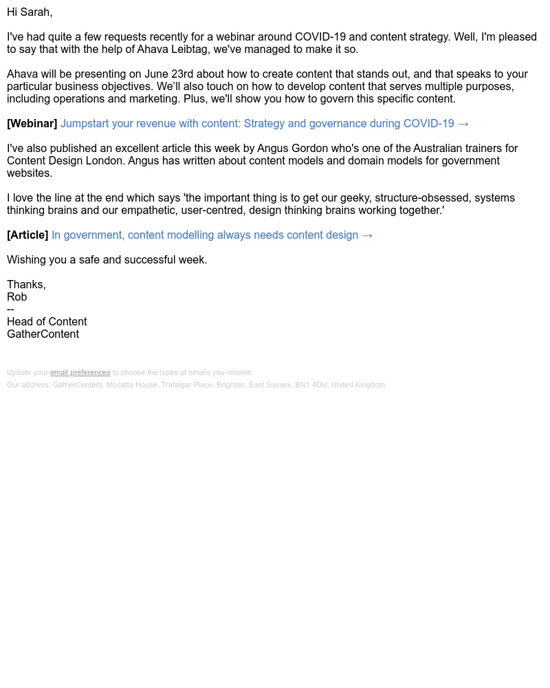 GatherContent - Content strategy in a pandemic plus government content models