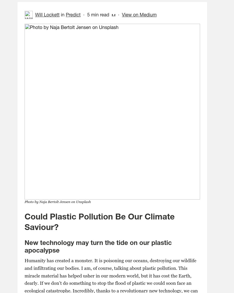 Medium - Could Plastic Pollution Be Our Climate Saviour?