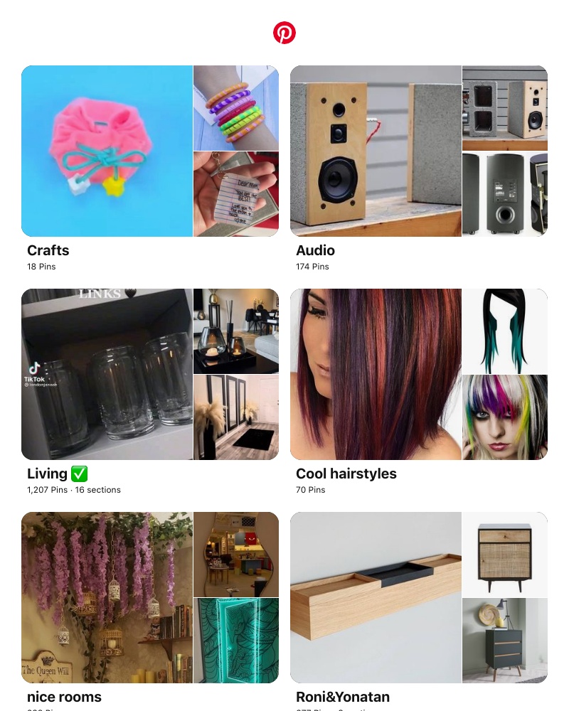 Pinterest - "Crafts", "Audio" and 8 other boards like yours
