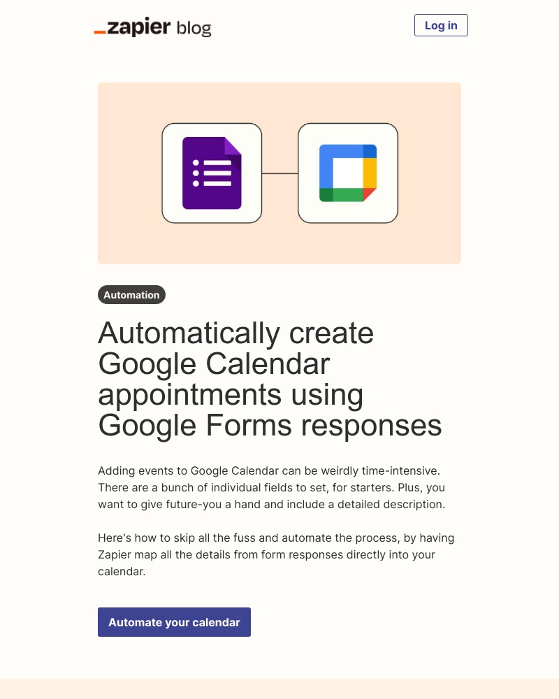 Zapier - Create calendar events from form responses
