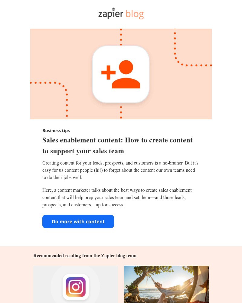 Zapier - Create content to support your sales team