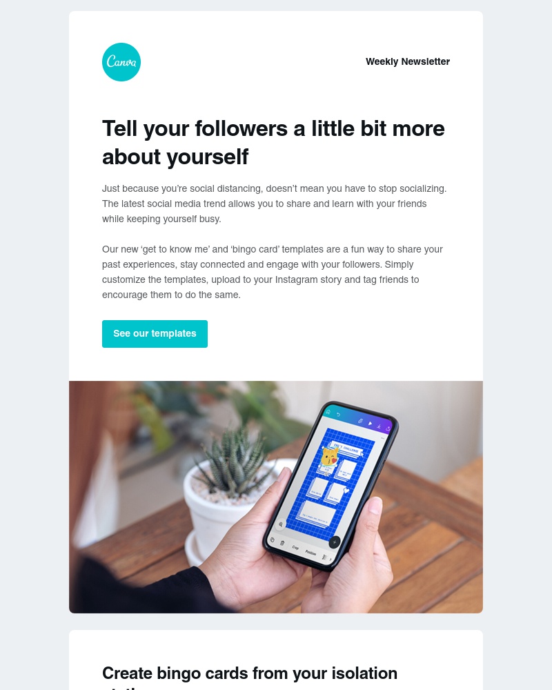 Canva - Create Instagram bingo cards from your isolation station