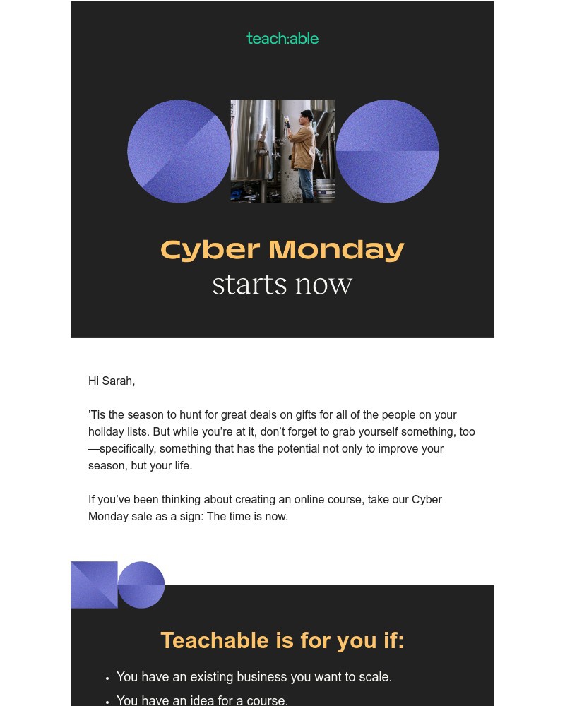 Teachable - Cyber Monday starts now! Check inside for savings ✨
