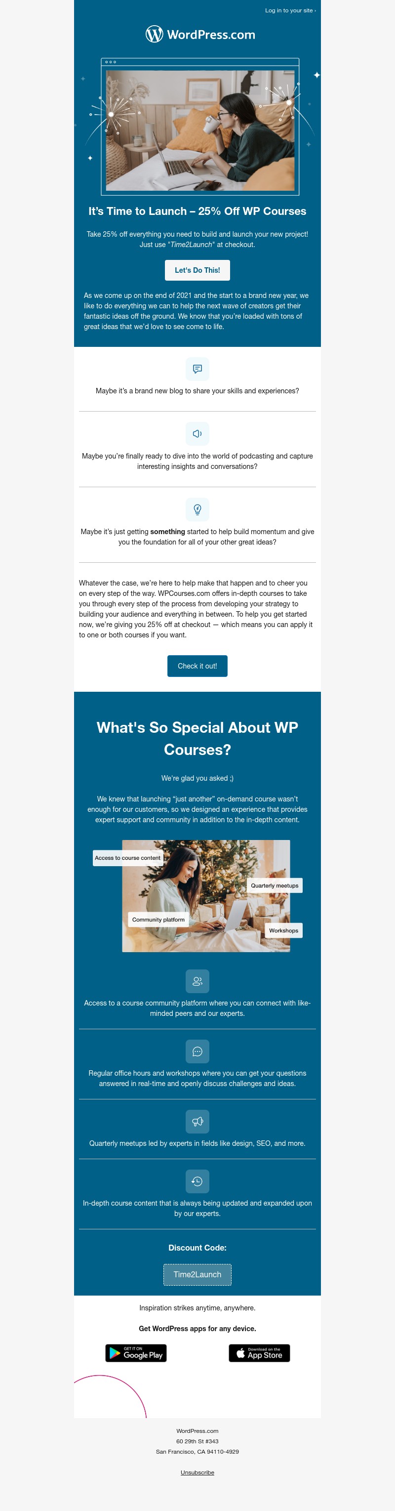 WordPress - It’s Time to Launch - 25% Off WP Courses