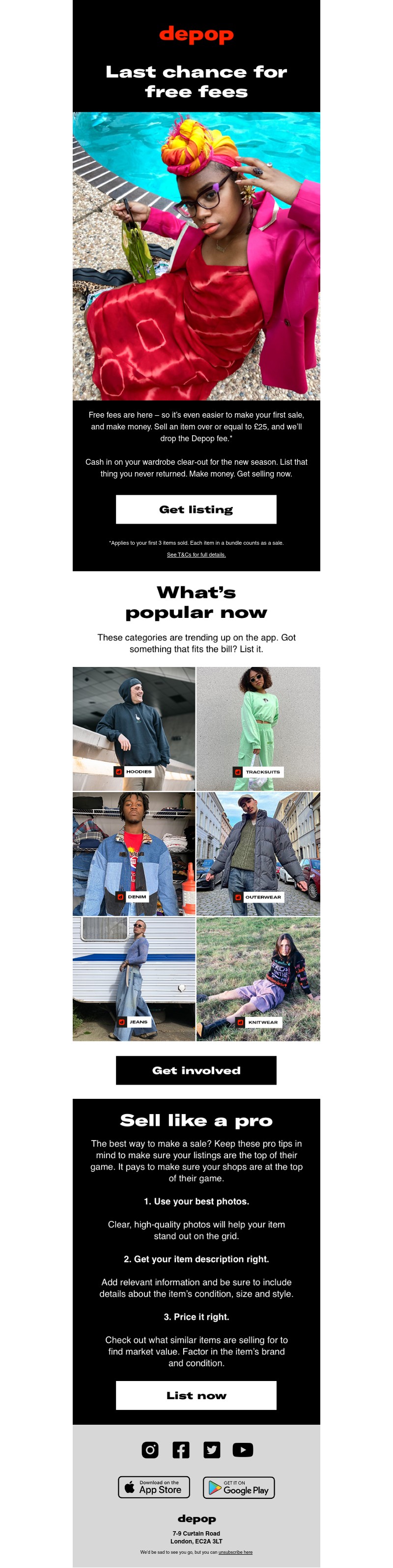 Depop - Last chance for free fees