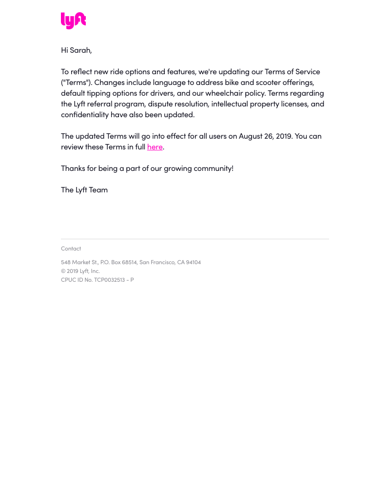 Lyft - We're updating our Terms of Service