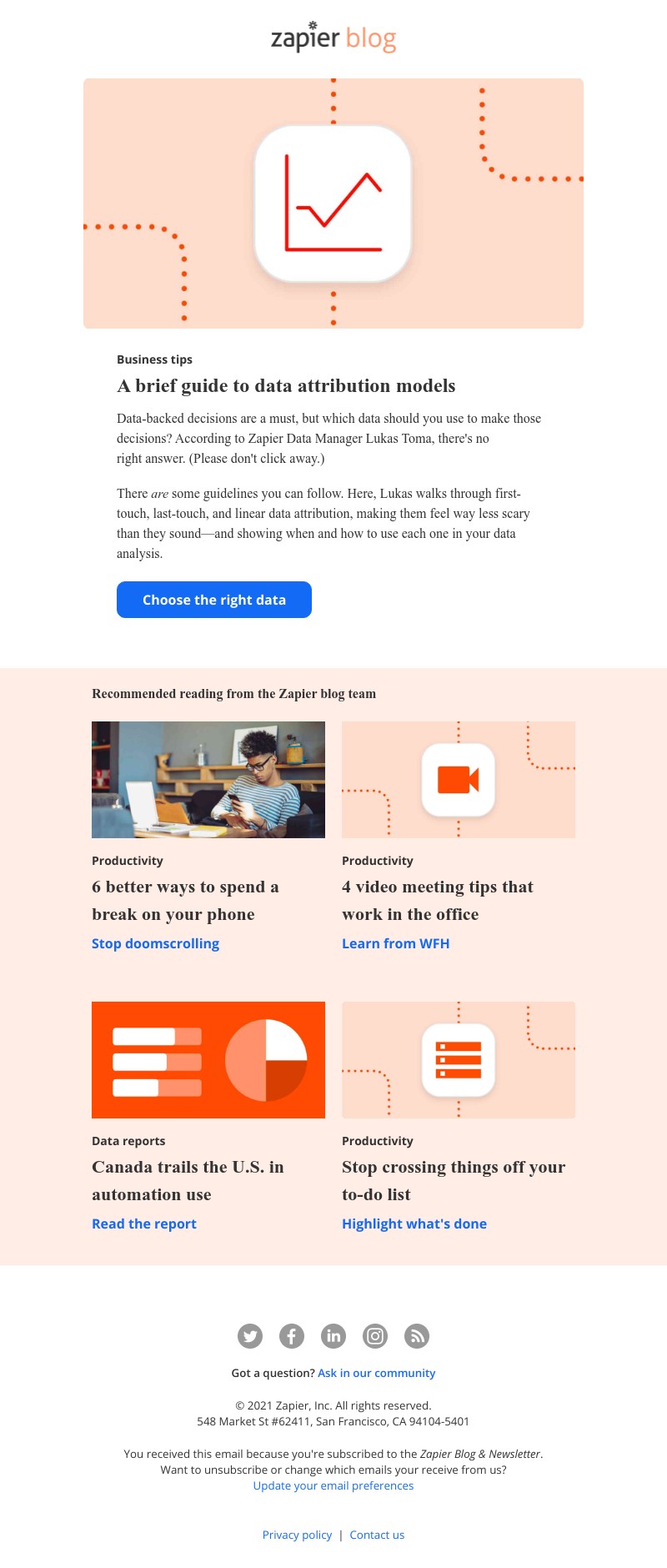 Zapier - A brief guide to data attribution models