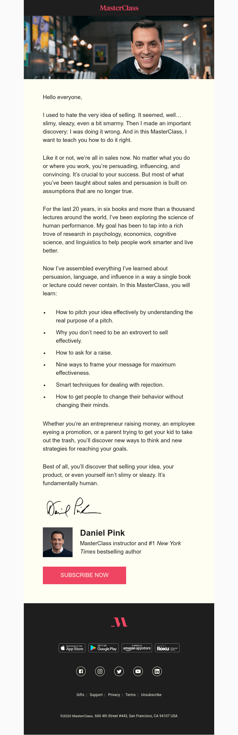  - My MasterClass on sales and persuasion is here