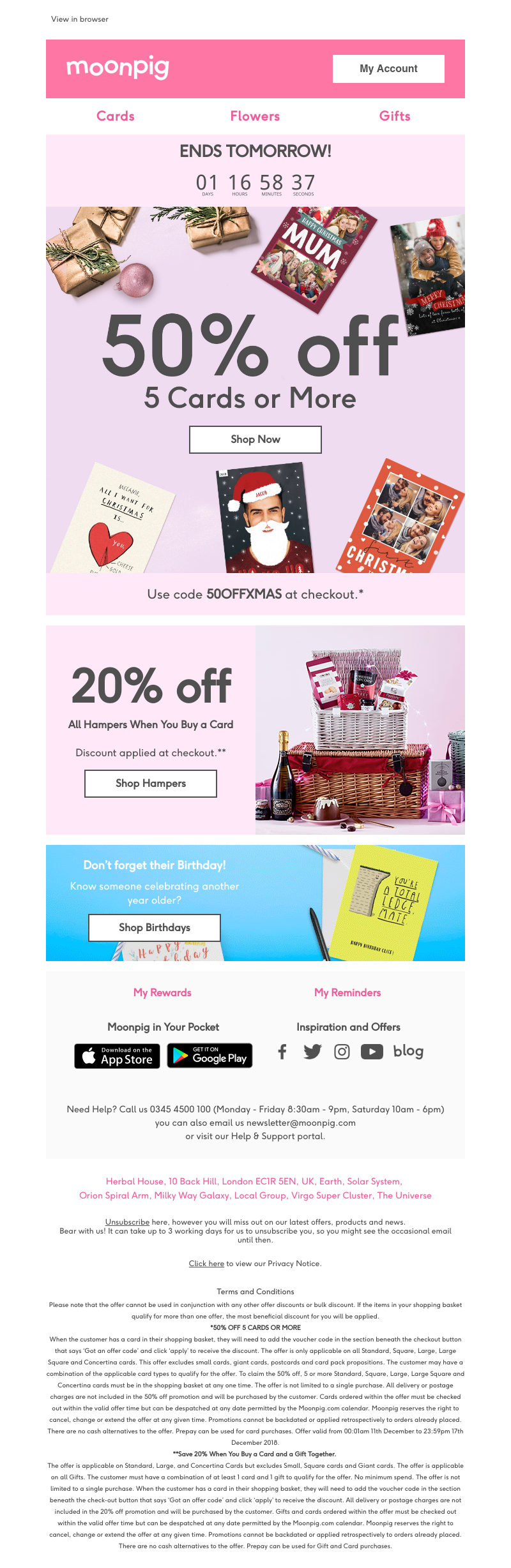 Moonpig - Ends Tomorrow! 50% off 5 cards or more!