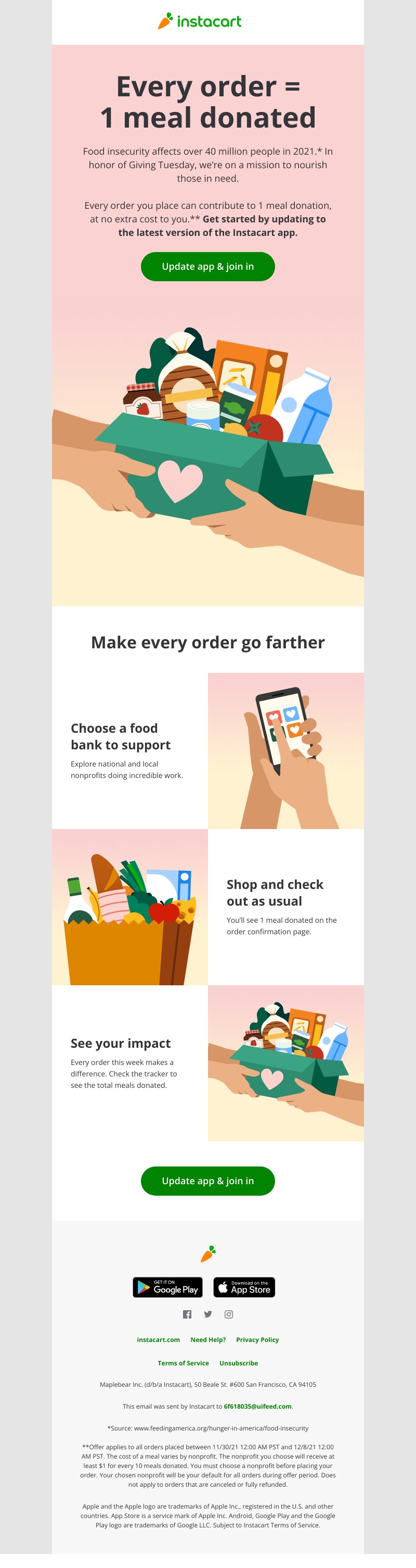 Instacart - Giving Tuesday: Every order can help someone in need